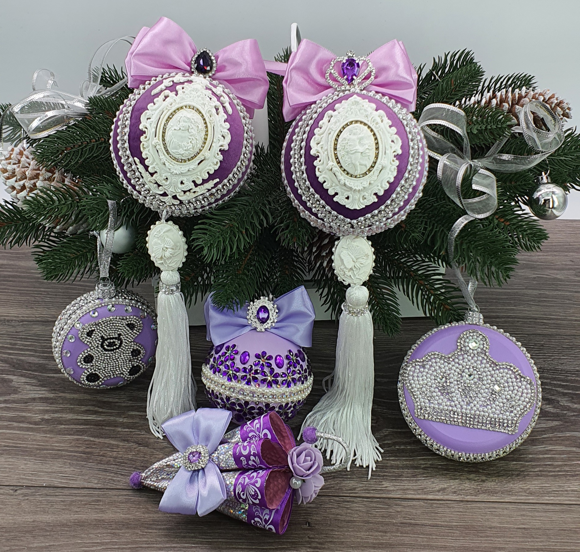 Набор шаров новогодних ML сиреневый 6 шт (501)