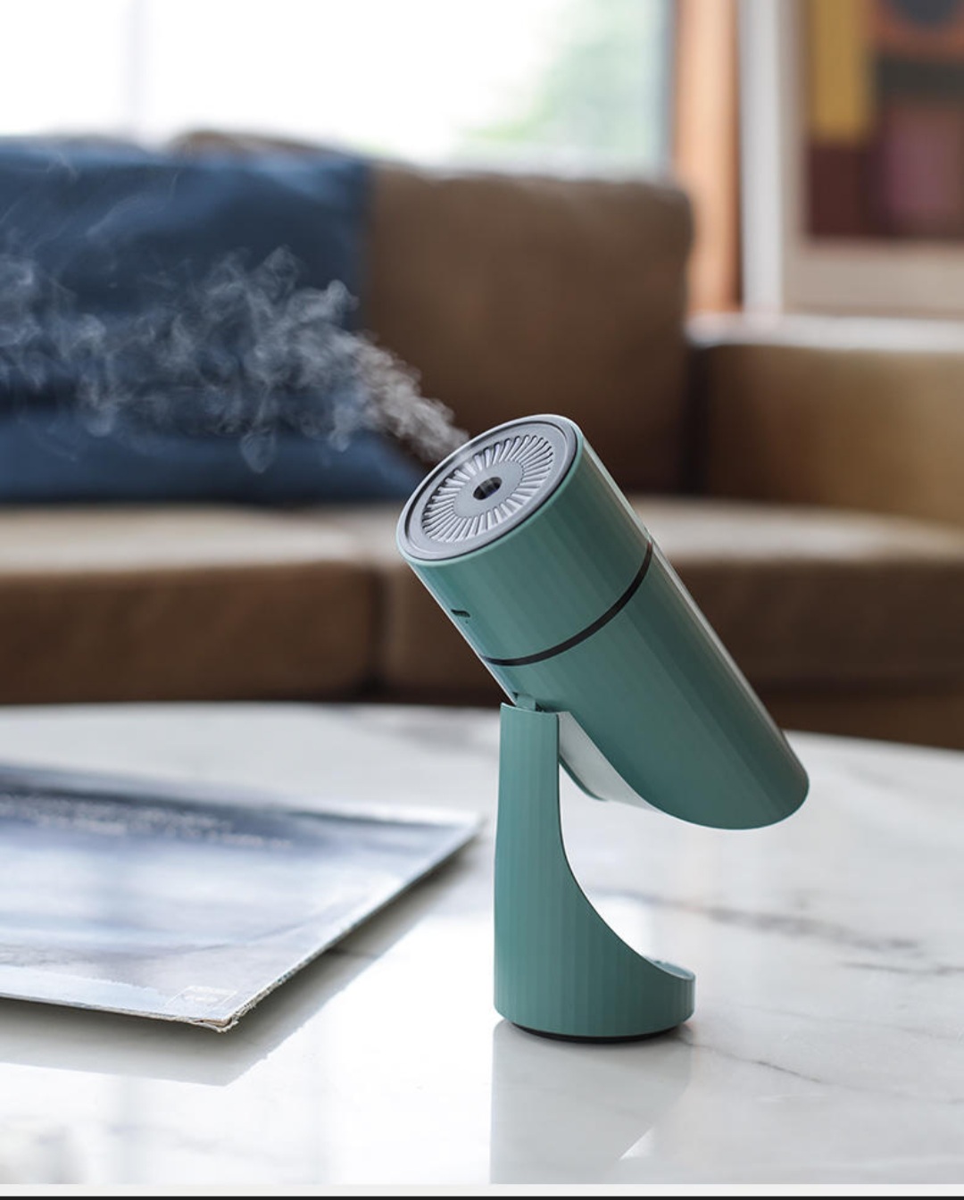 Увлажнитель воздуха с аккумулятором Humidifier для дома, офиса, машины с LED подсветкой и сменным фильтром  260 мл Green (ML077)