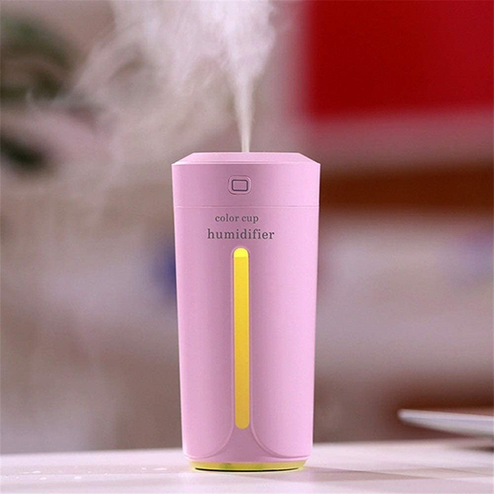 Мини увлажнитель воздуха Color Cup Humidifier с LED подсветкой и USB кабелем, 230 мл Pink (4042)
