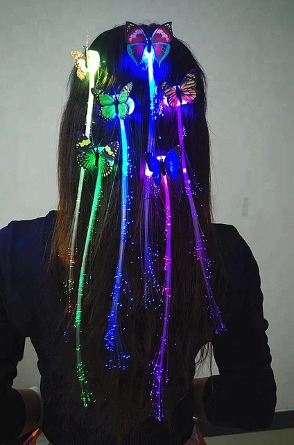 Детская светящаяся заколка для волос бабочка ML 35 см комплект из 3 шт (3030)