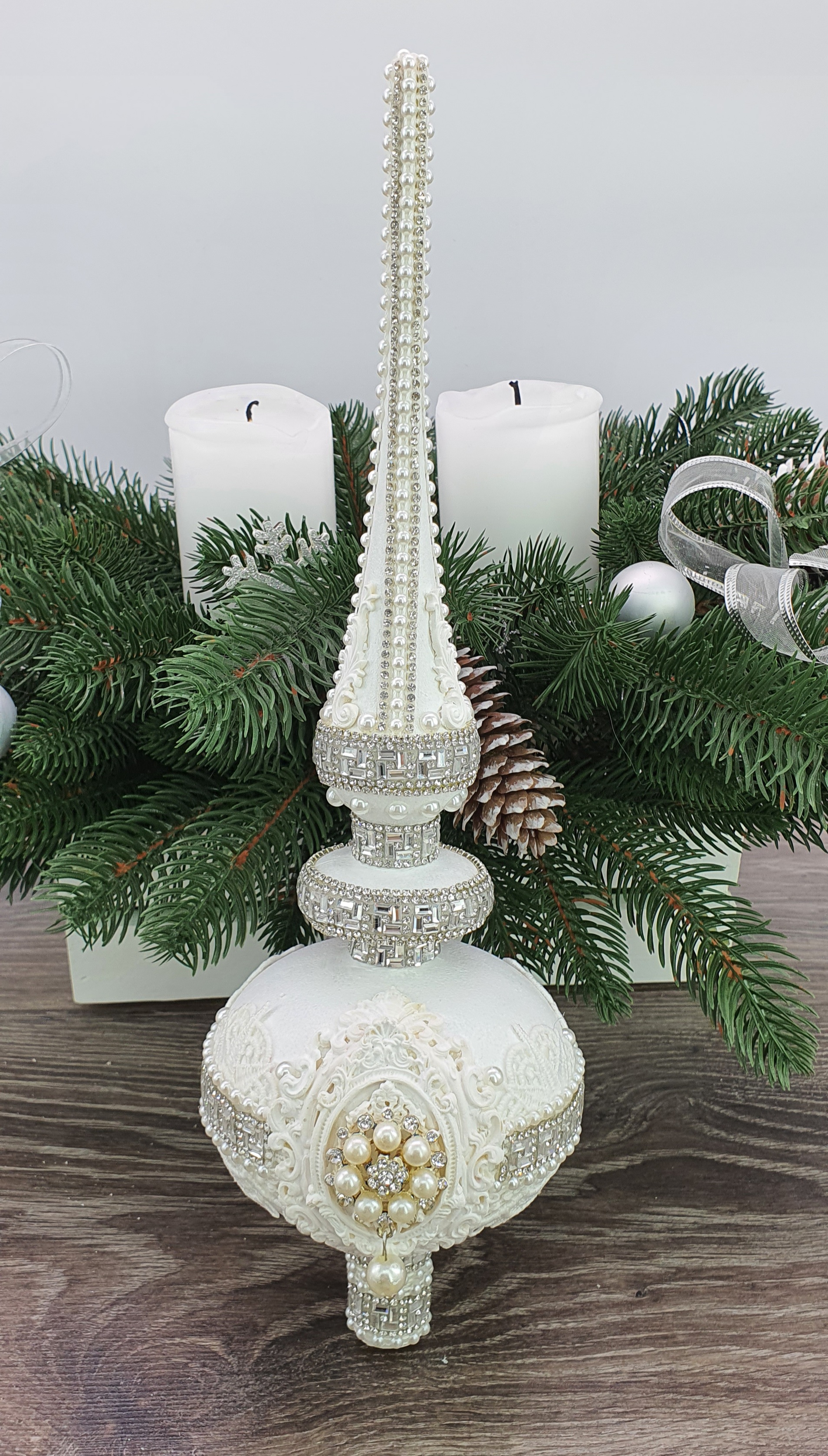 Верхушка на елку ML белая 35 см (V02)