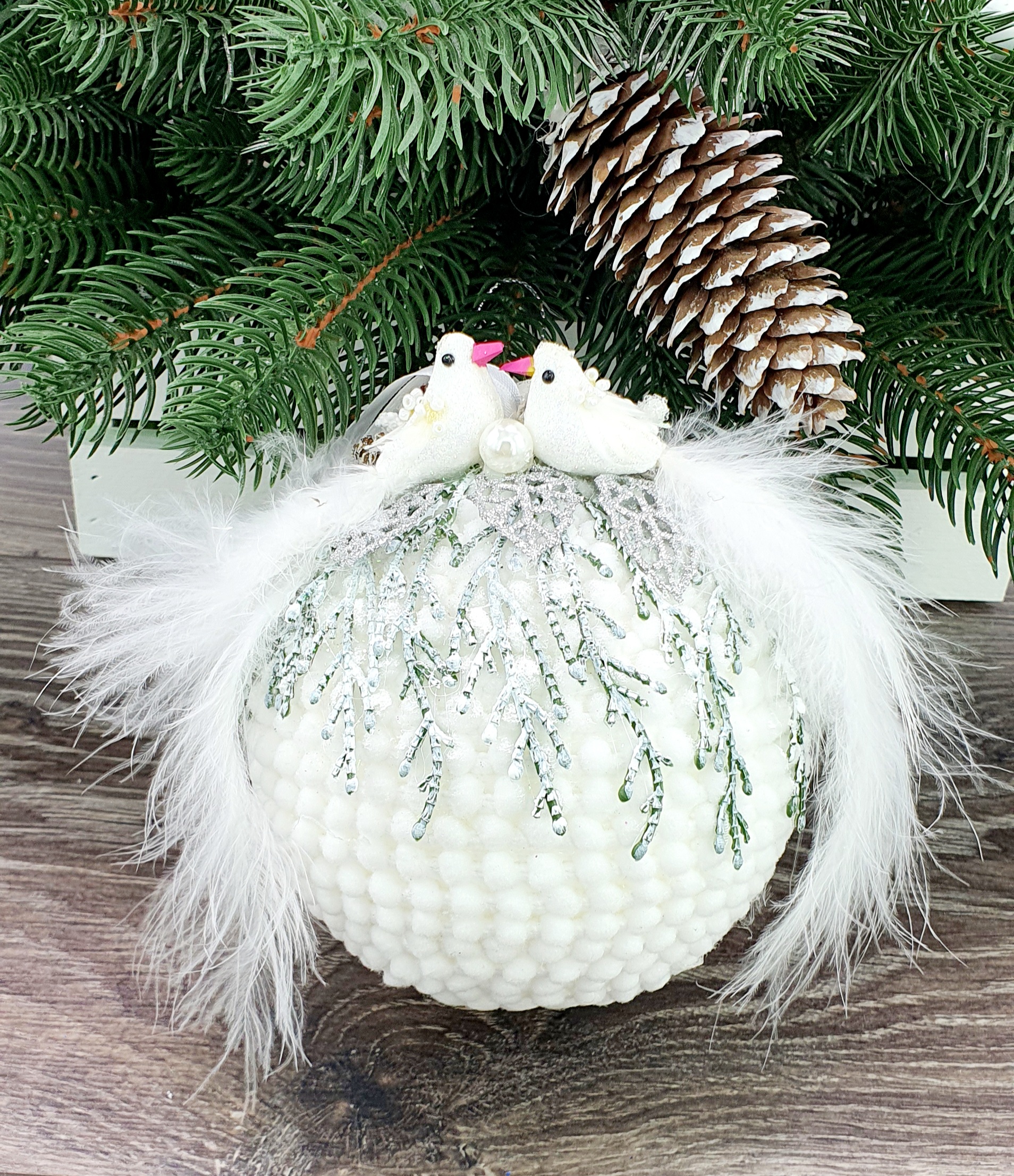 Шар новогодний белый 10 см ML (d10)