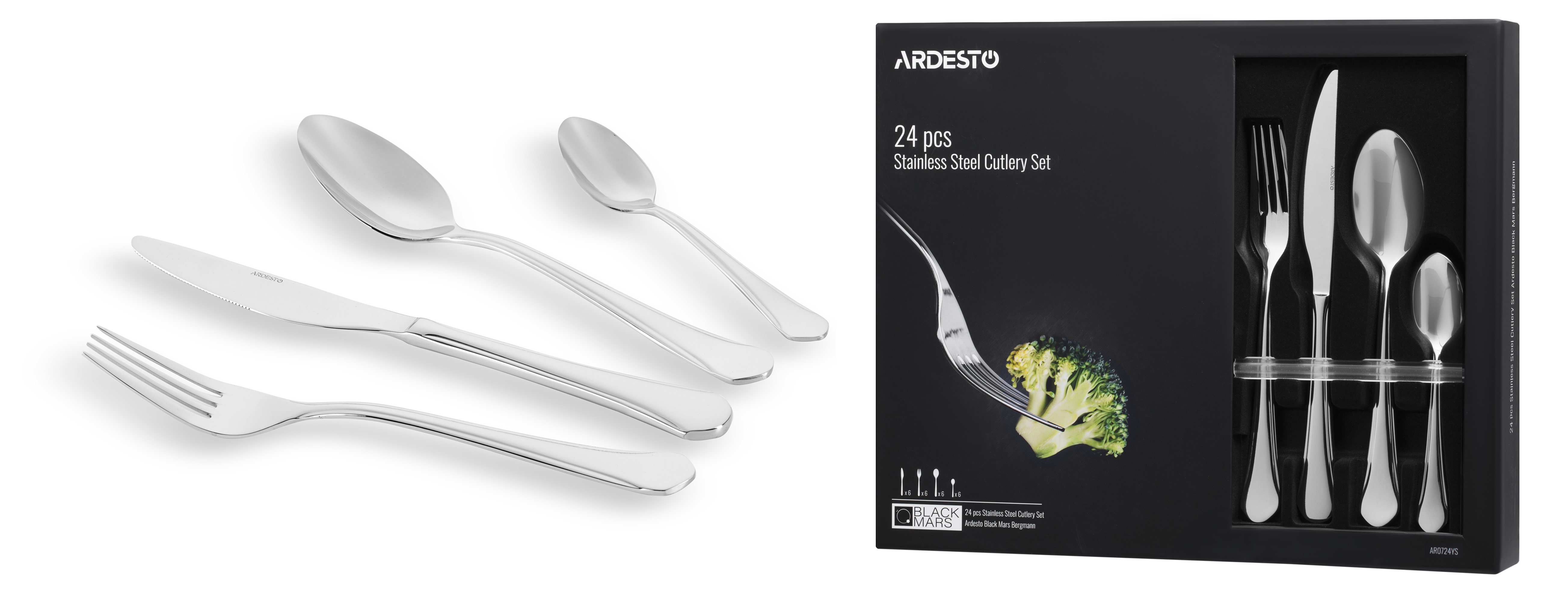 Набор столовых приборов Ardesto Black Mars York 24 предмета (AR0724YS)
