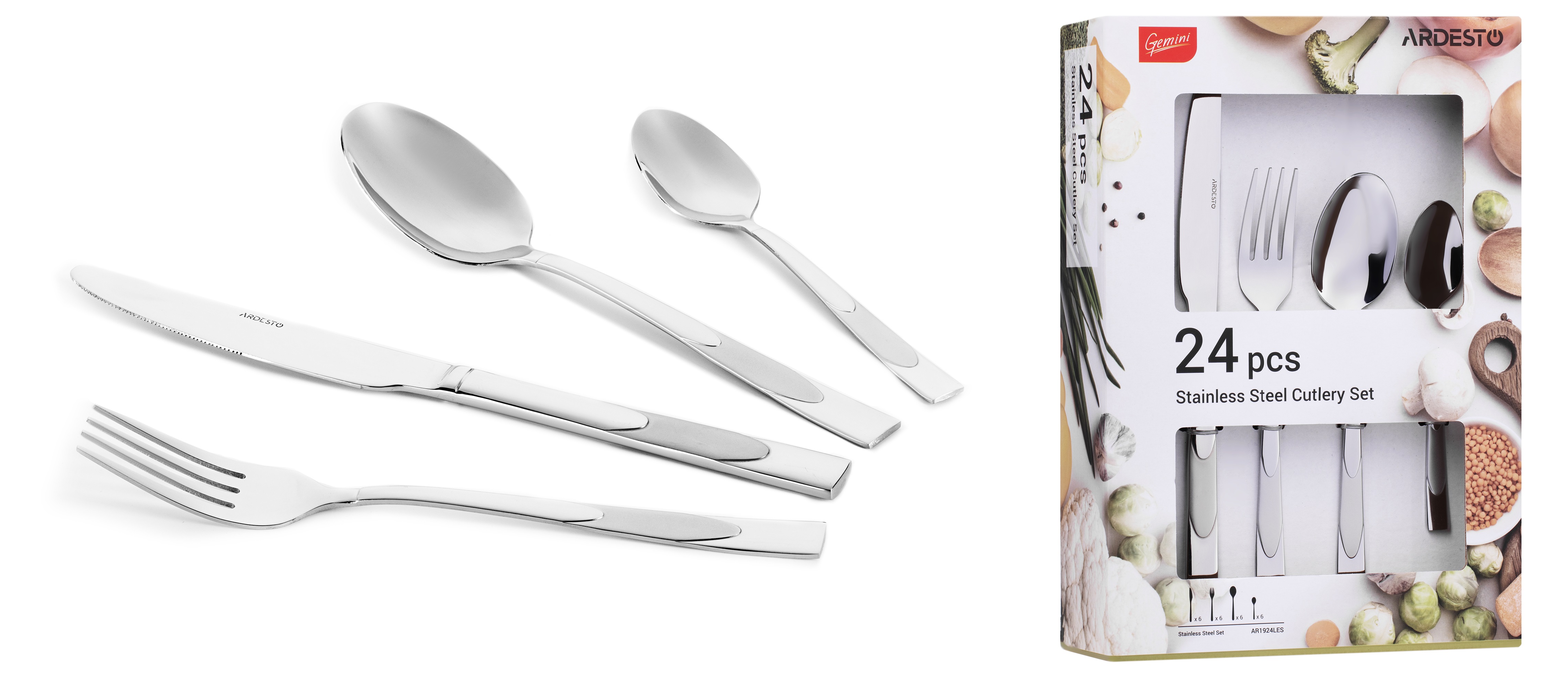 Набор столовых приборов Ardesto Gemini Leo 24 предмета (AR1924LES)