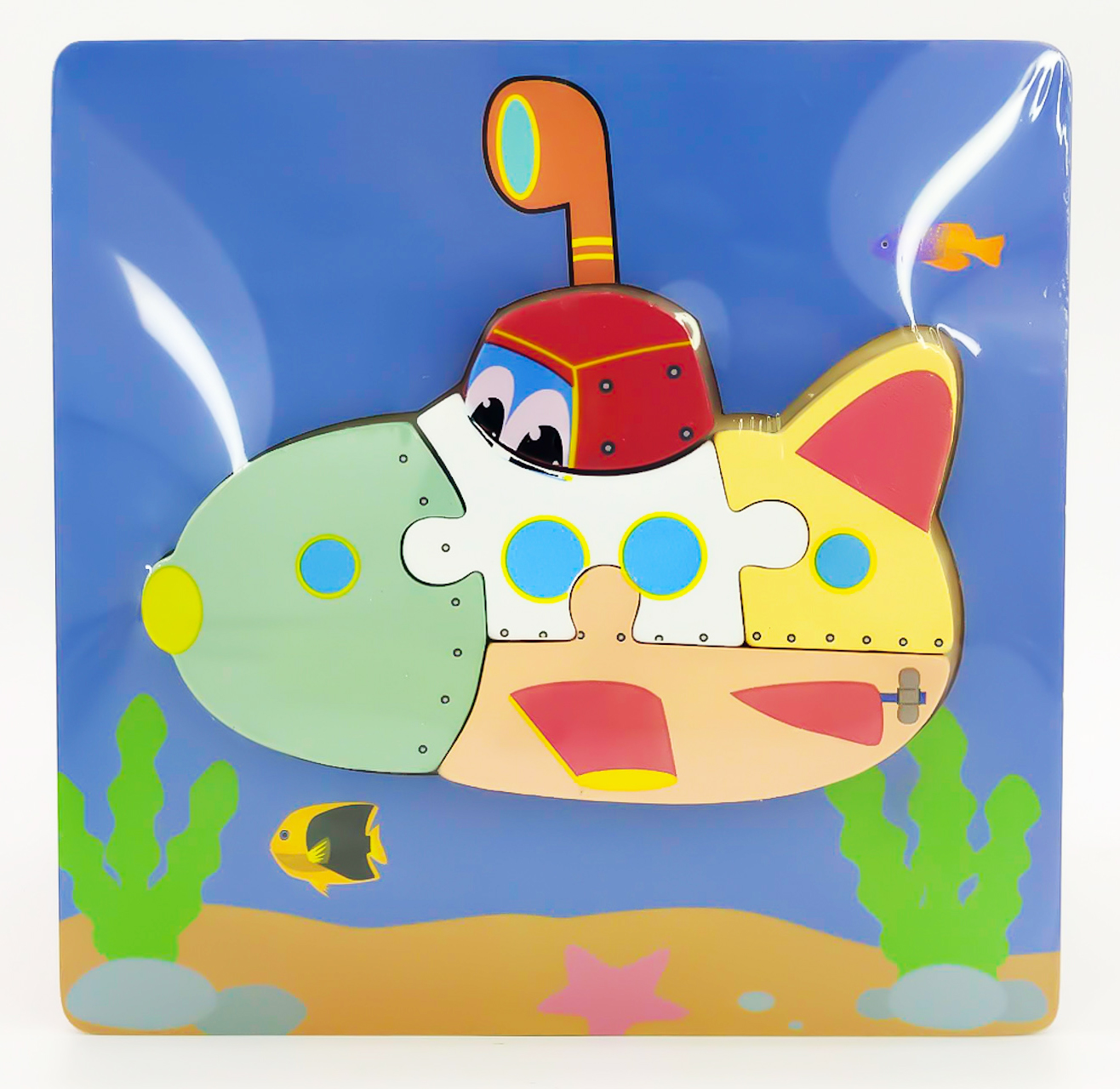 Деревянный мини пазл вкладыш для малышей Подводная Лодка 2+ ML (ML016)