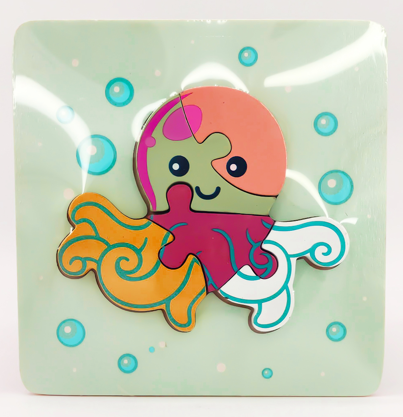 Деревянный мини пазл вкладыш для малышей Осьминог 2+ ML (ML019)