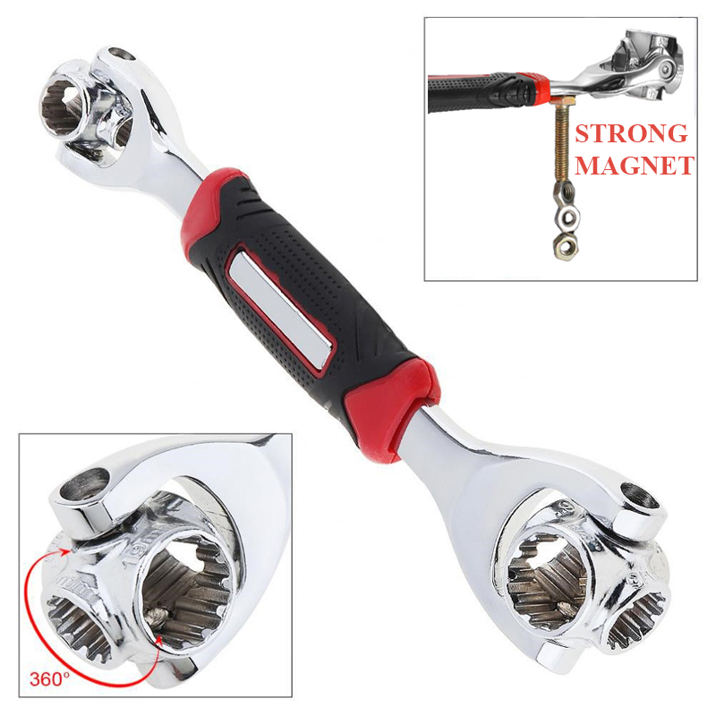 Ключ гаечный ручной шарнирный накидной с магнитом 8 в 1 хром-ванадий СHTON (ML057)