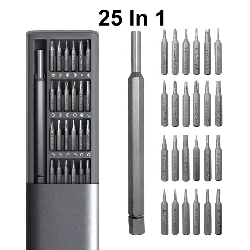 Набор 25 в 1 магнитных прецизионных отверток для точных работ, мелкого ремонта в пластиковом кейсе черный (ML073)