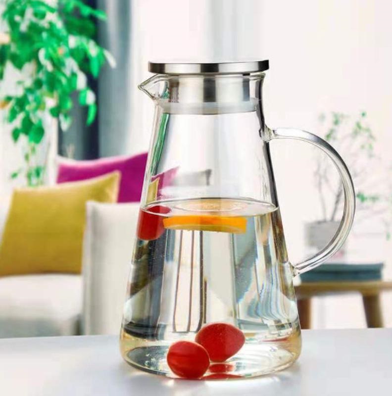 Кувшин стеклянный рельефный с металлической крышкой 1,5 л EDENBERG (EB-19571)