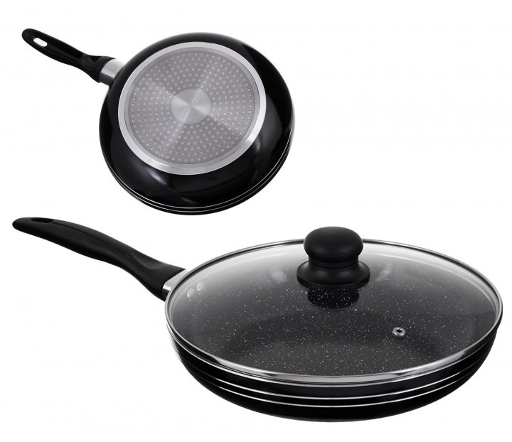 Сковорода 24 см с крышкой, 3-х слойное мраморное покрытие EDENBERG (EB-766)