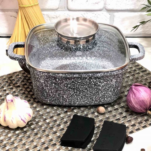 Казан-сотейник 6,5 л с гранитным покрытием, крышкой и силиконовыми прихватками Edenberg (EB-3975)