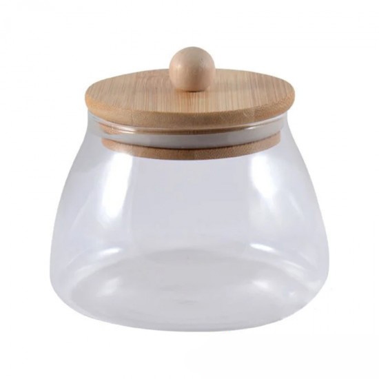 Стеклянная сахарница с бамбуковой крышкой 450 мл