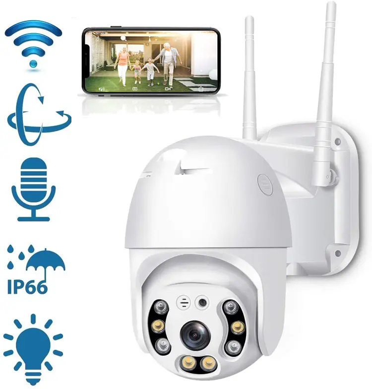 Уличная IP WiFi 4Мп камера видеонаблюдения поворотная 1920 х1080, ИК датчик, беспроводная передача, двусторонняя связь