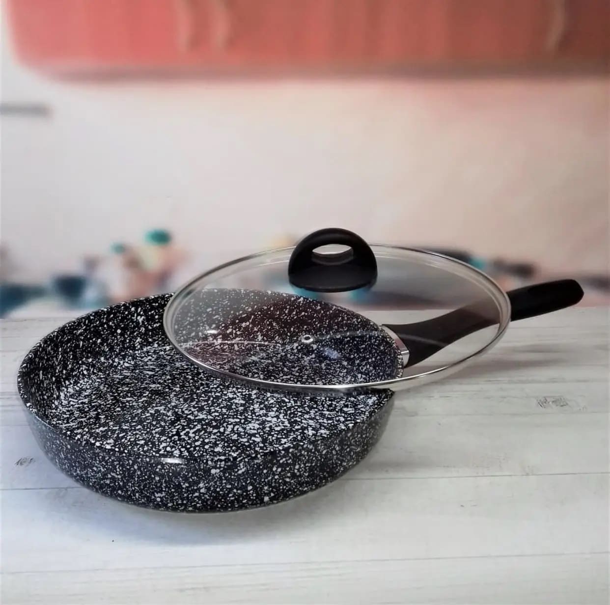 Сковорода глубокая 26 см с крышкой и гранитным каменным покрытием Edenberg (EB-3439)