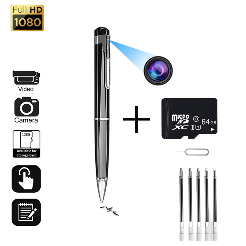 Мини видеокамера - ручка с потайной камерой, микрофоном, картой памяти 64Gb W8 VIDEO SHOOTING PEN HD 1080P