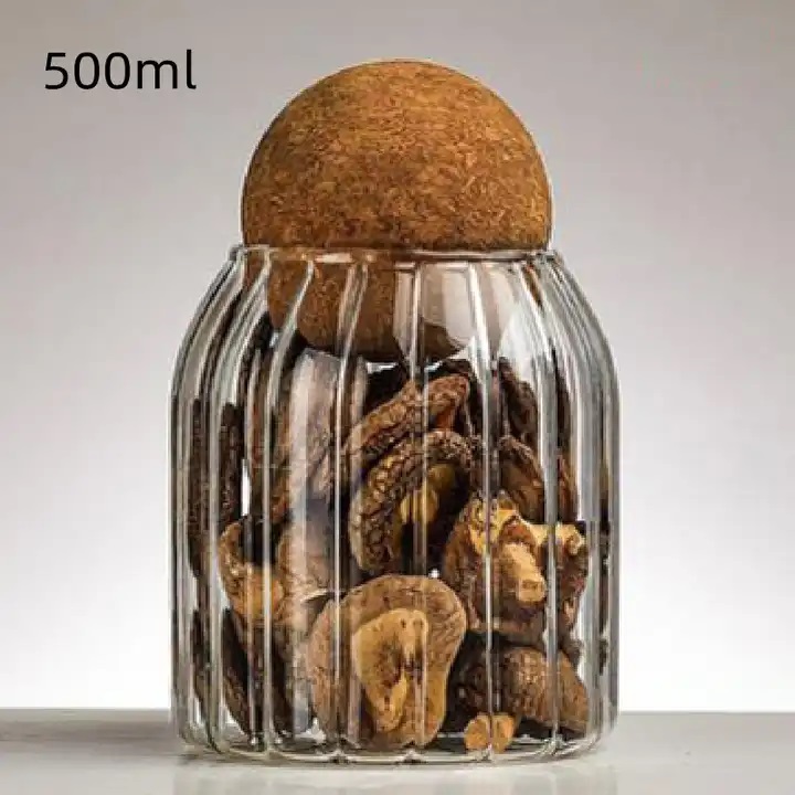 Банка 500 мл стеклянная круглая с крышкой для сыпучих продуктов рифленная