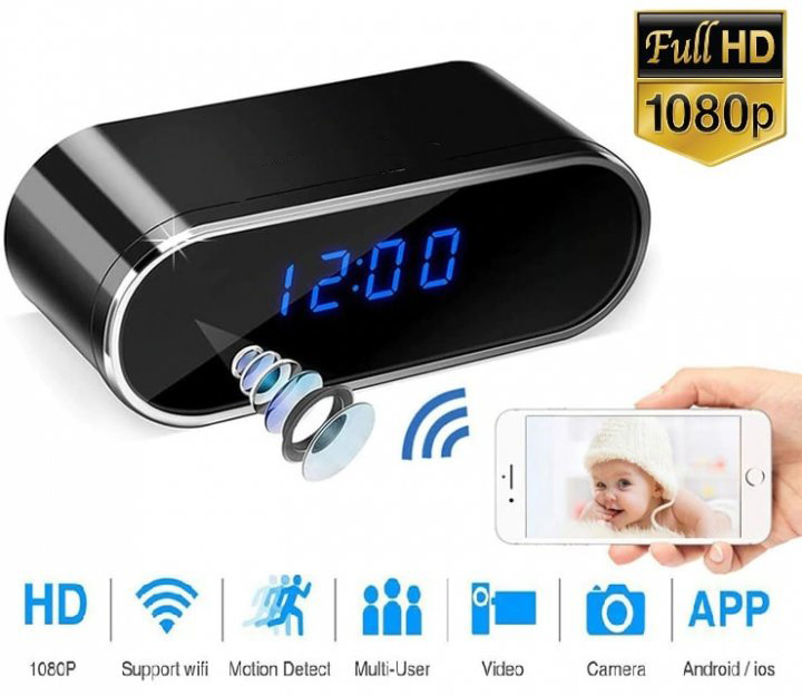 IP камера - часы WiFi с датчиком движения, ночной съемкой, аккумулятором 