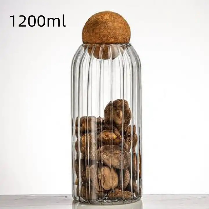 Банка 1200 мл для сыпучих продуктов с крышкой стеклянная круглая 