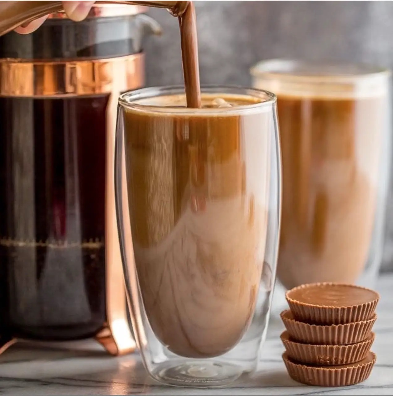 Стеклянный стакан для латте с двойным дном 400 мл